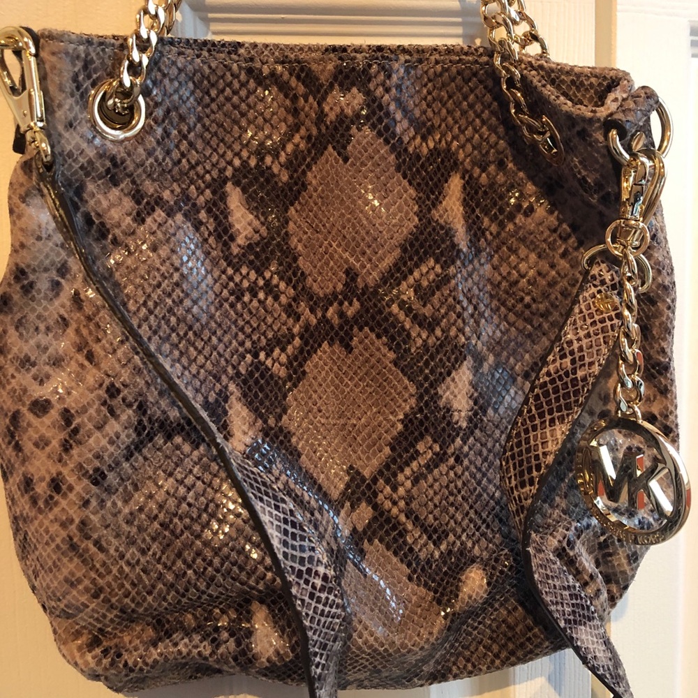Michael Kors Snake-Embossed Bucket Bag
